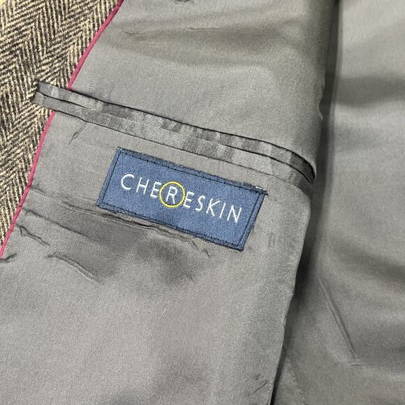 Chereskin Sport Coat Blazer Jacket Mens 42R Brown Herringbone Camel Hair Blend - Picture 3 of 16